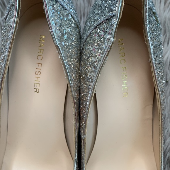 Marc Fisher Peep Toe Platform Sparkle Sequins Pump Heel sz 8 1/2 - Picture 3 of 6